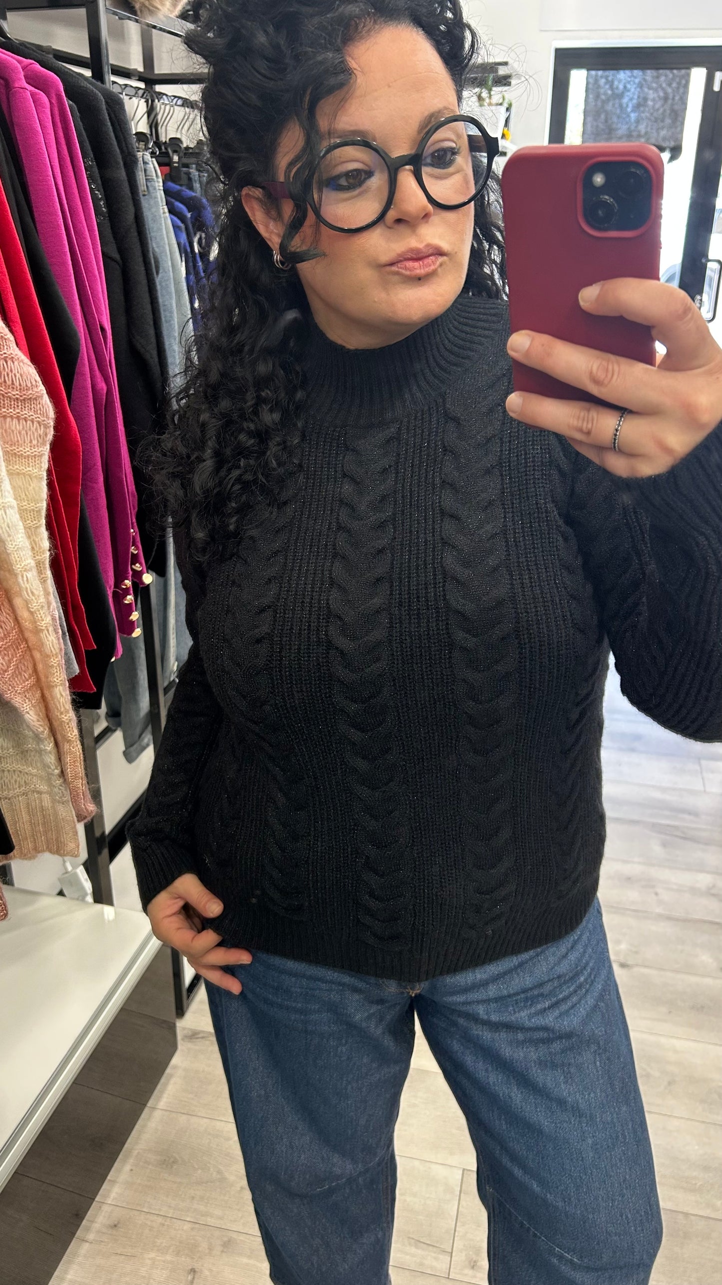 MAGLIONE MEZZO COLLO TRECCIA