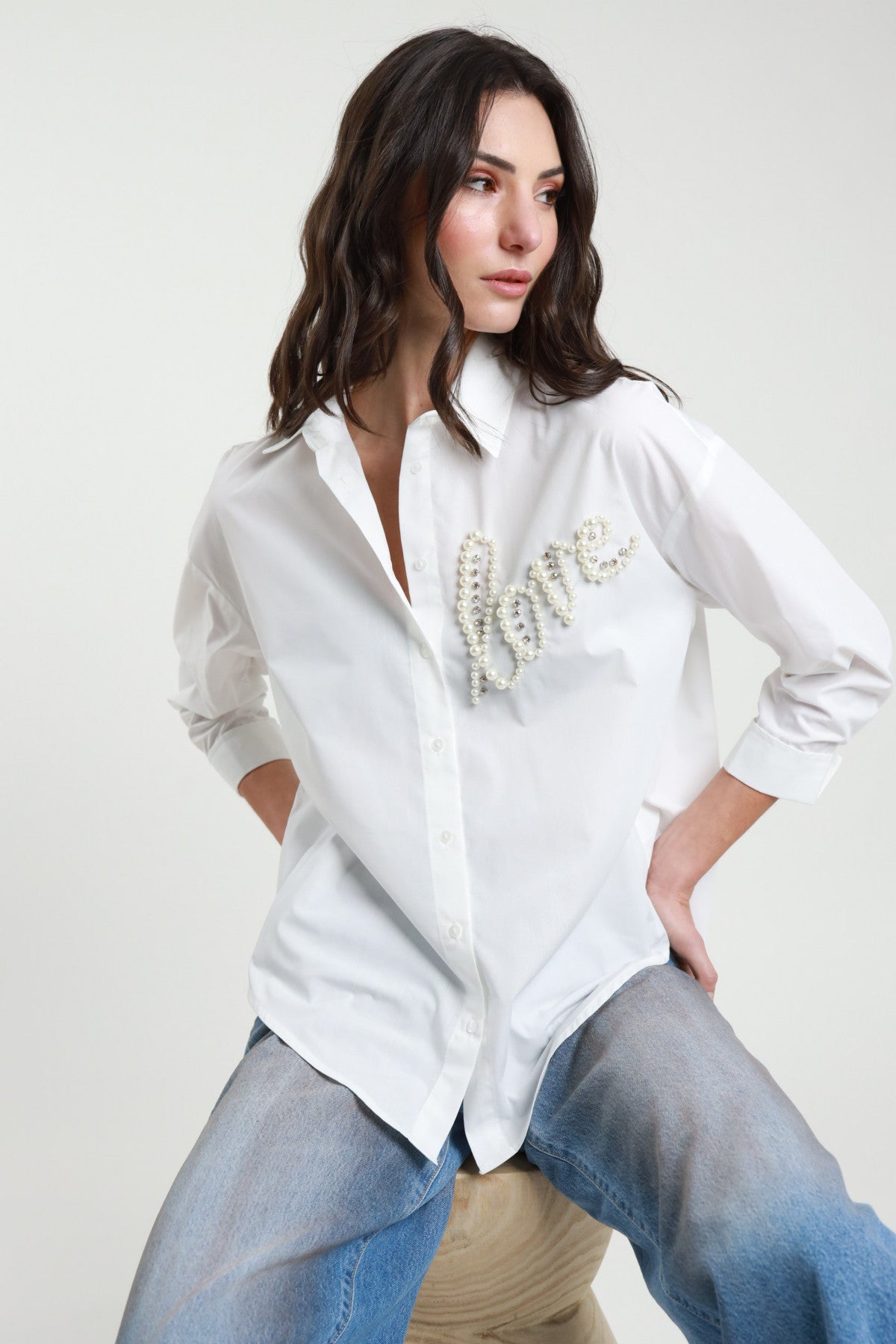 Camicia Love Perle e Strass