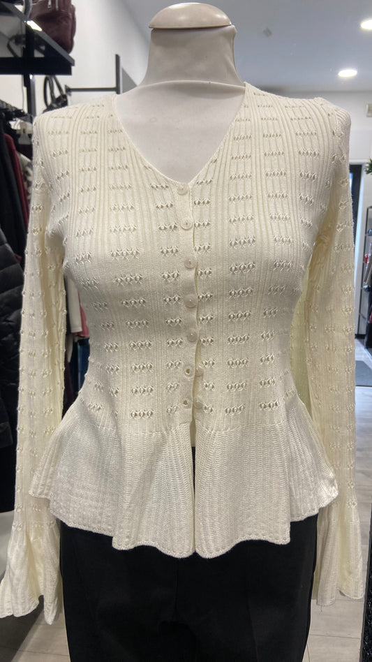 CARDIGAN CON VOLANT PANNA