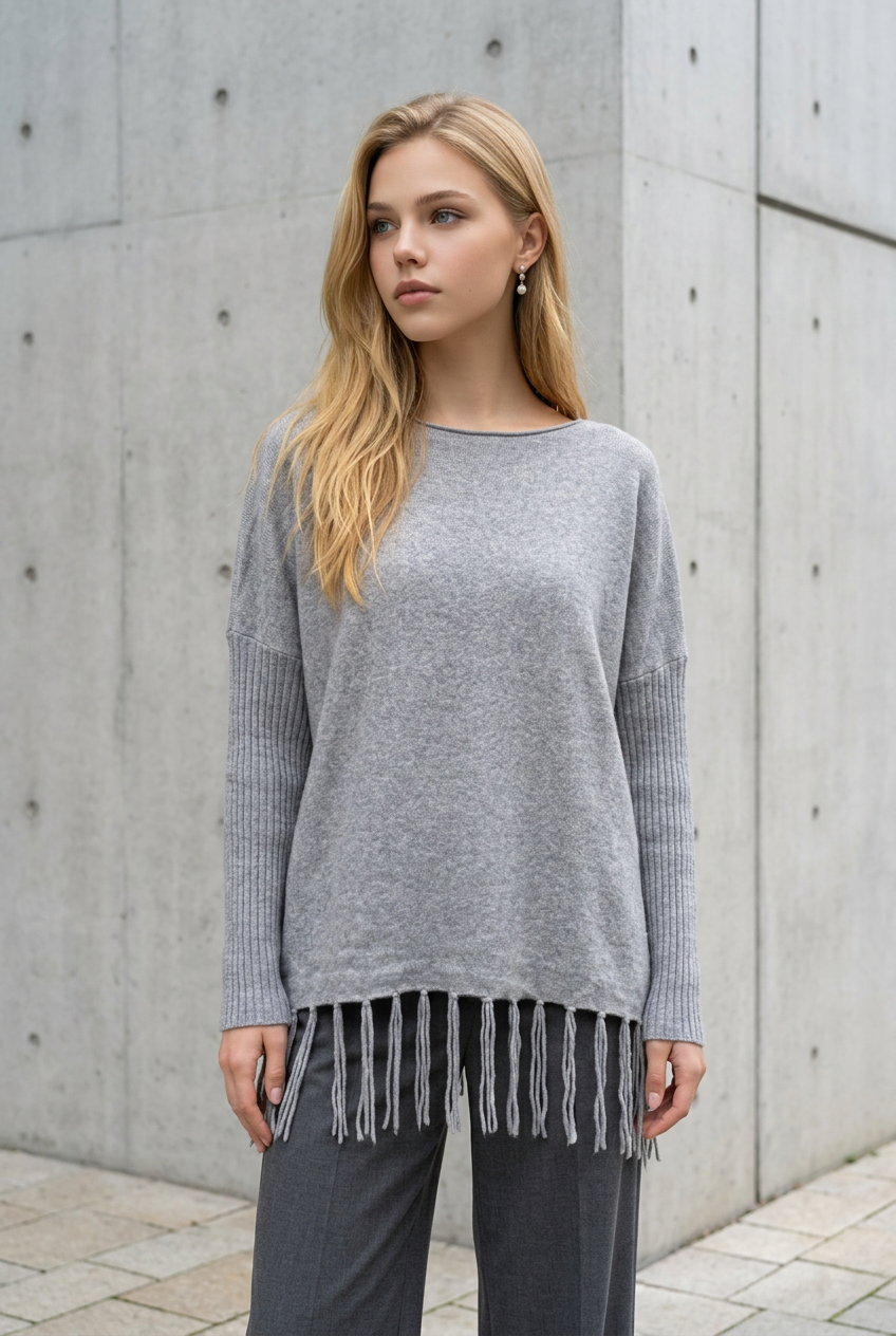 Maglia oversize con frange