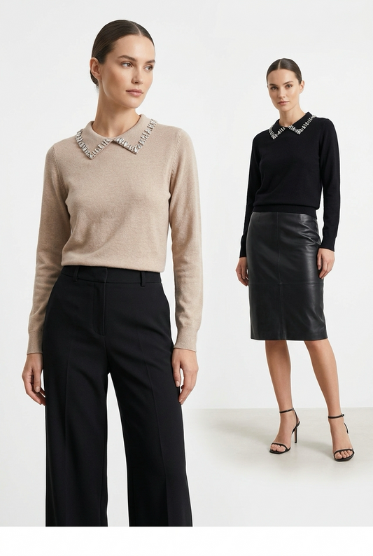 Maglia Donna Fine Polo Strass