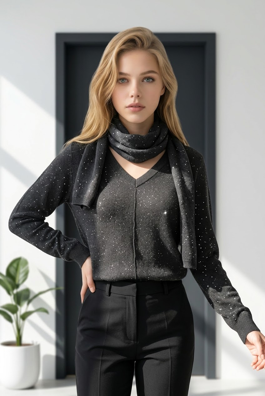 MAGLIA SCIARPA PAILETTES