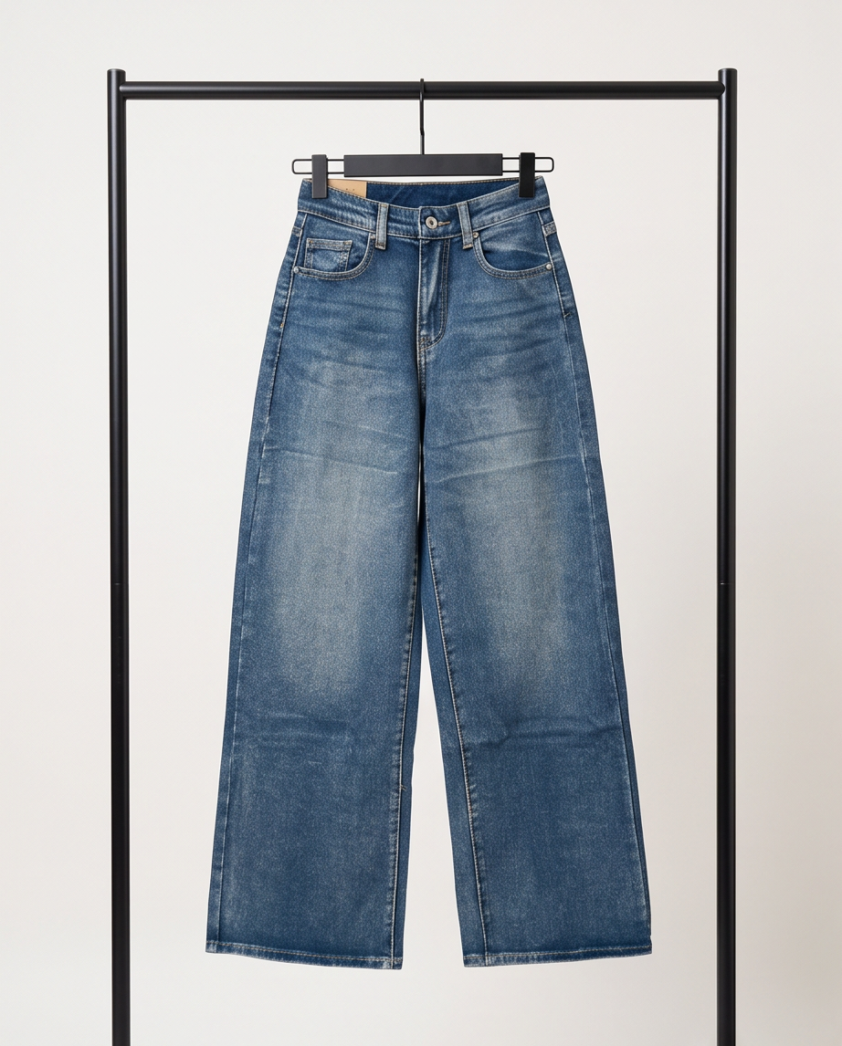 Jeans vita alta a palazzo