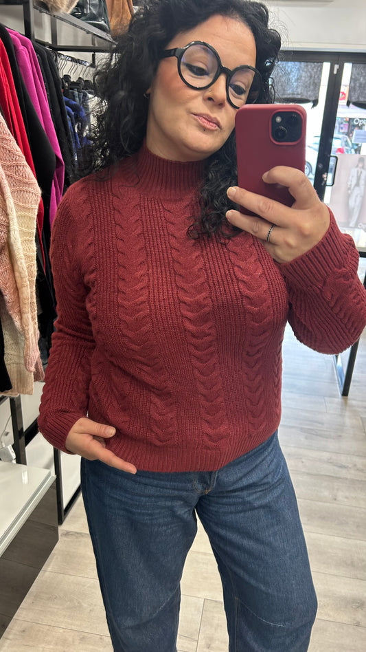 MAGLIONE MEZZO COLLO TRECCIA