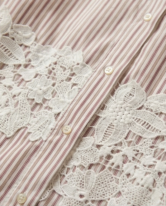 CAMICIA GESSATA INSERTO PIZZO