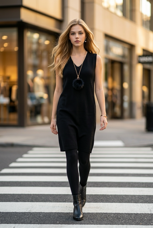 Abito smanicato in maglia con zip