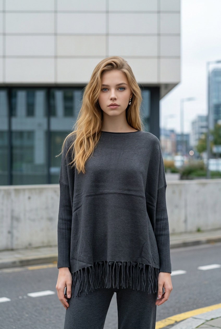 Maglia oversize con frange
