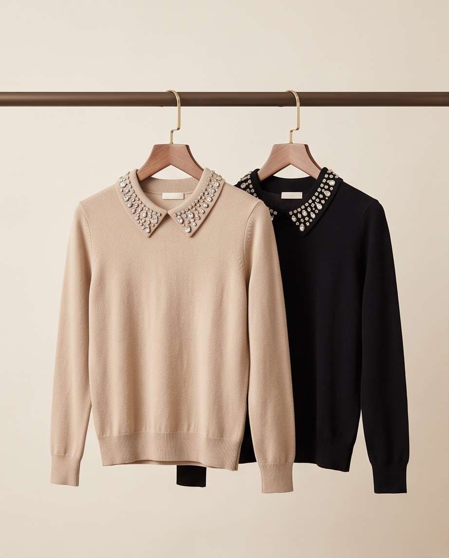 Maglia Donna Fine Polo Strass