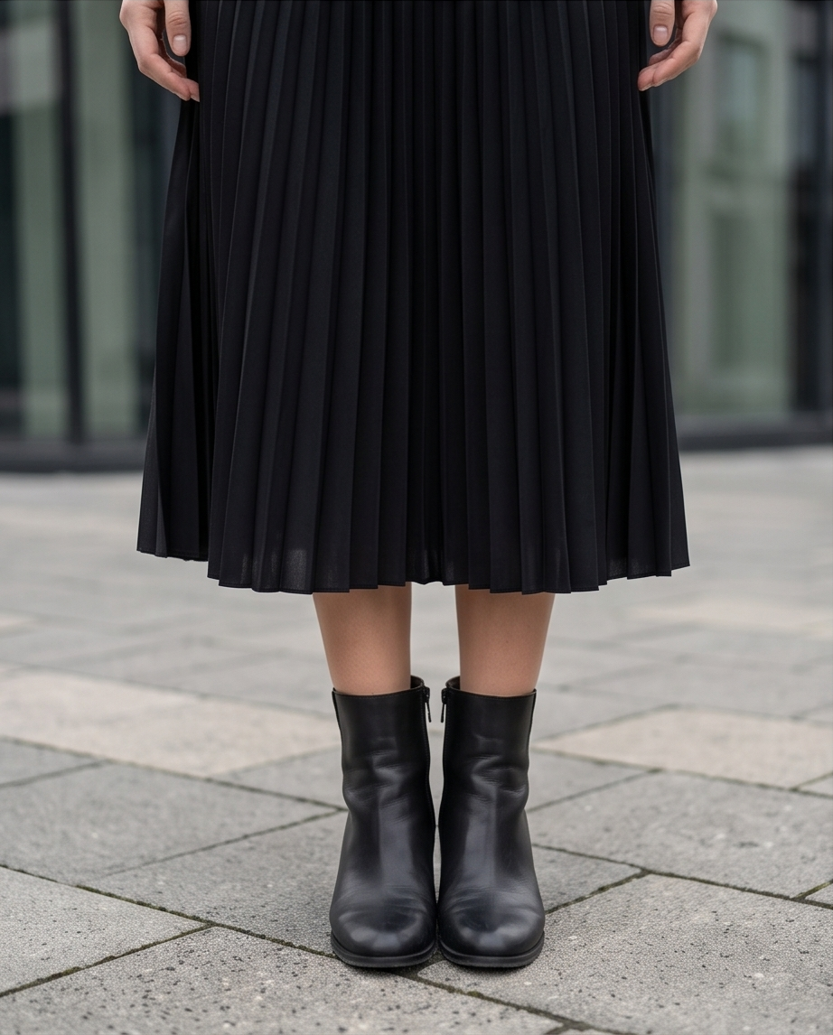 Abito Donna Midi con Dettagli in Ecopelle