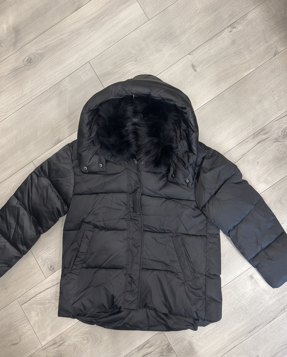 Piumino Donna Nero con Cappuccio