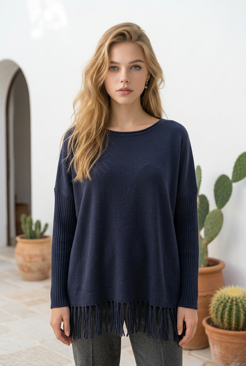 Maglia oversize con frange