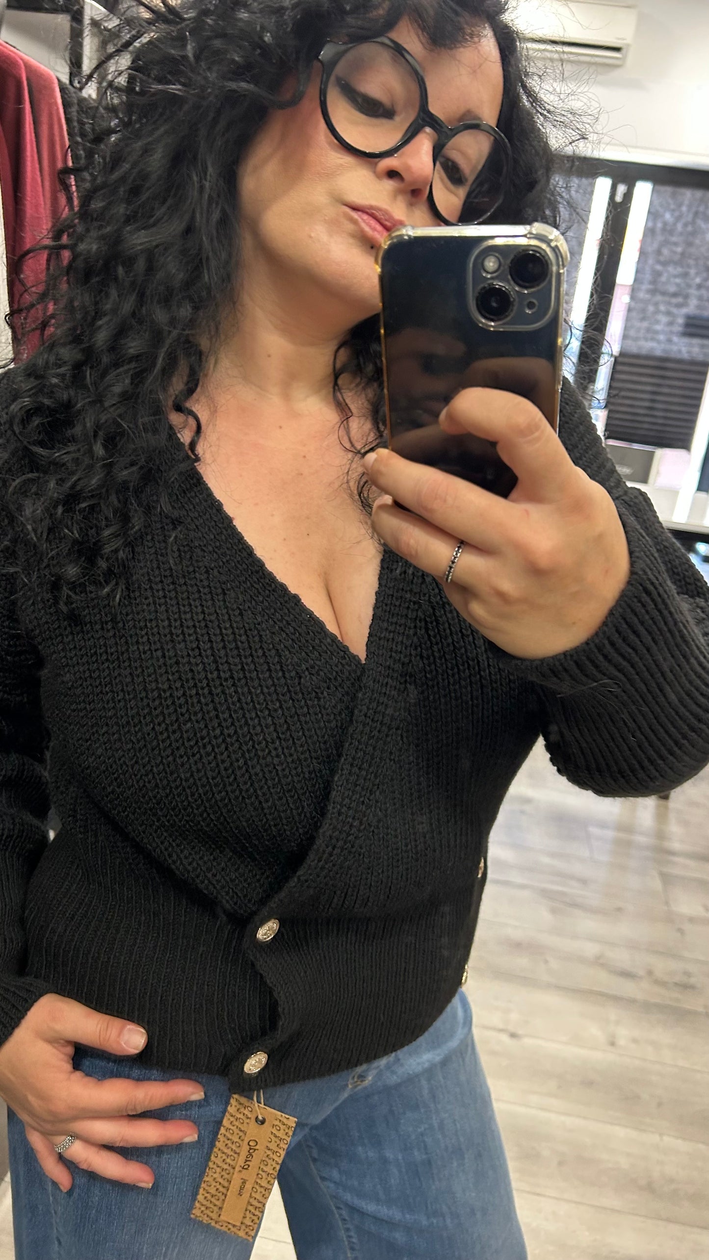 CARDIGAN NERO IN COSTA INGLESE