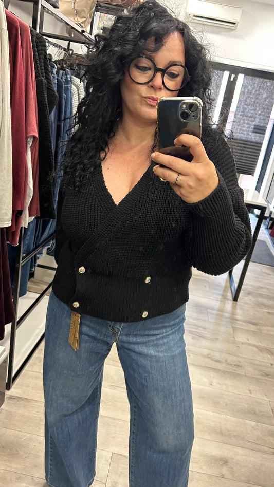 CARDIGAN NERO IN COSTA INGLESE