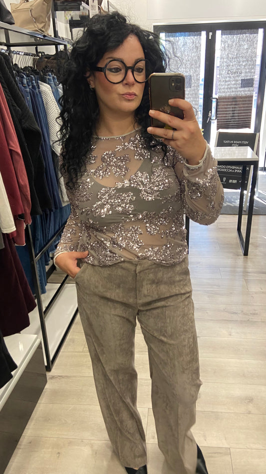 MAGLIA IN TULLE RAMAGE FANGO